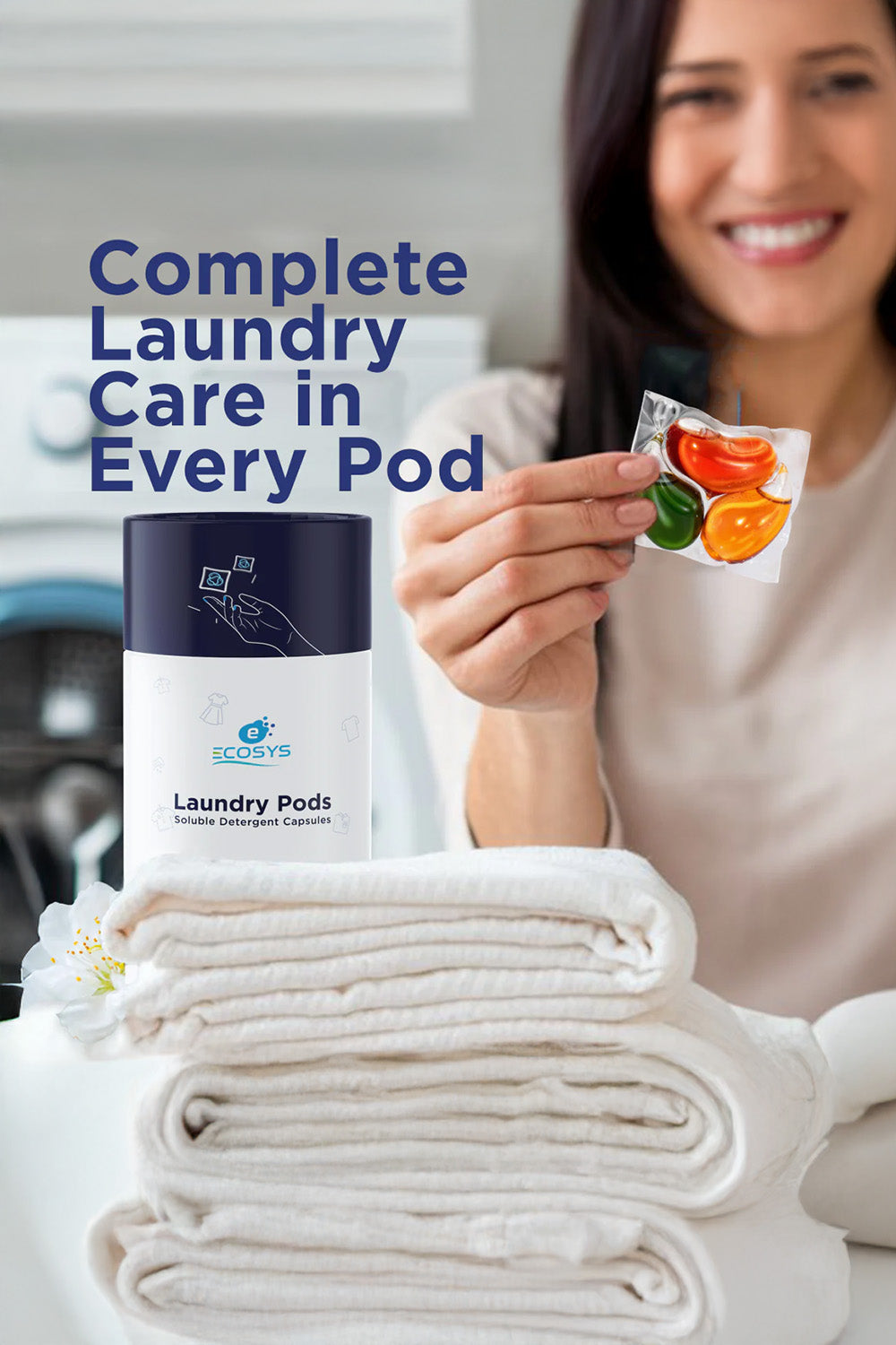 Ecosys Laundry Pods with Bioenzymes - Stain remover, Softener & Long lasting aroma - 1 POD is 1 Wash