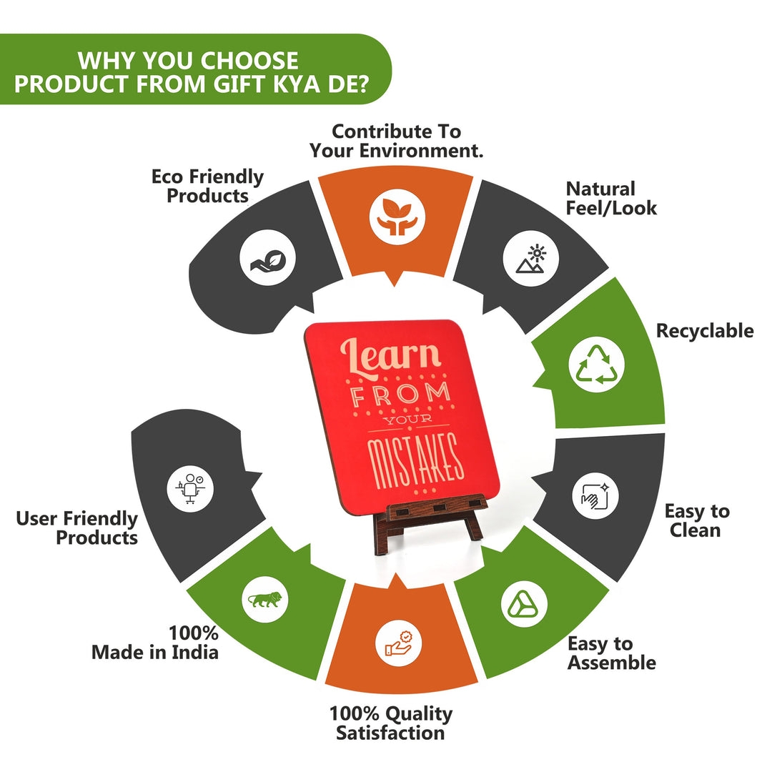 Motivational Table Top Frame for Desk | Inspirational Quotes for Office, Study, Home Decor | 6 Variants | Wooden Frame with Stand