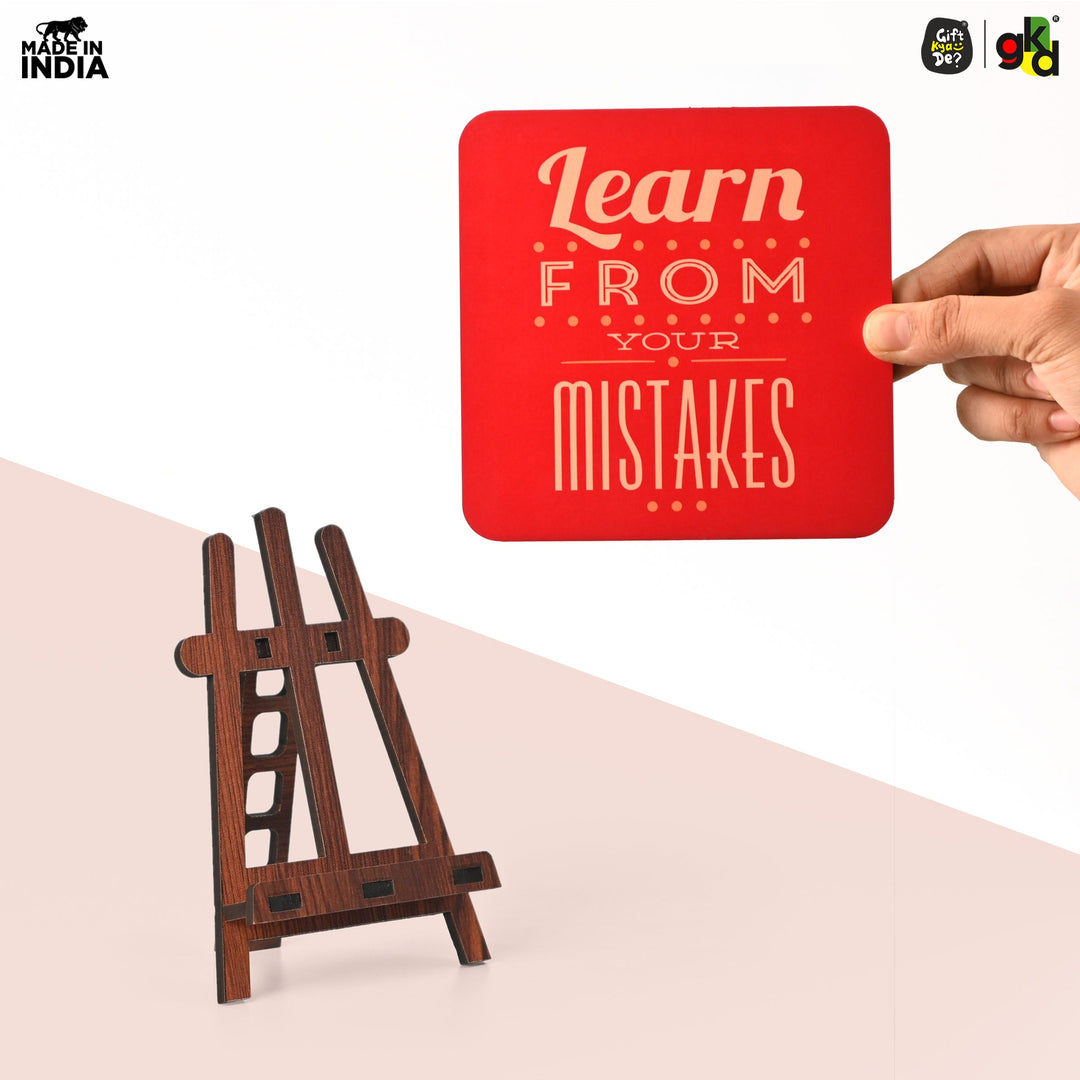 Motivational Table Top Frame for Desk | Inspirational Quotes for Office, Study, Home Decor | 6 Variants | Wooden Frame with Stand