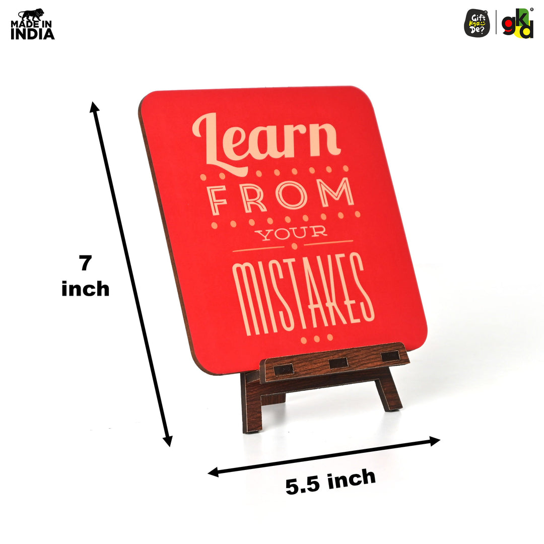 Motivational Table Top Frame for Desk | Inspirational Quotes for Office, Study, Home Decor | 6 Variants | Wooden Frame with Stand