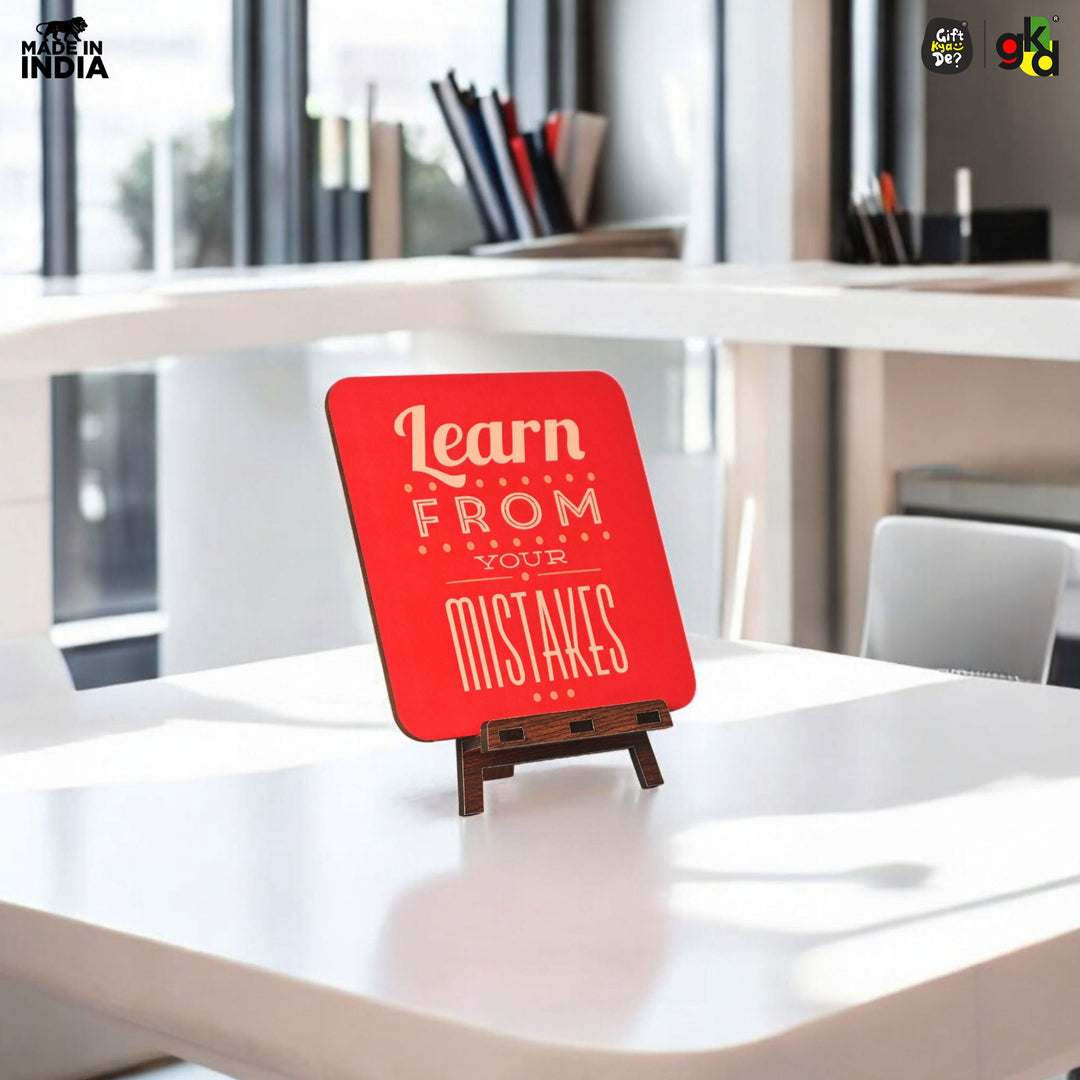 Motivational Table Top Frame for Desk | Inspirational Quotes for Office, Study, Home Decor | 6 Variants | Wooden Frame with Stand