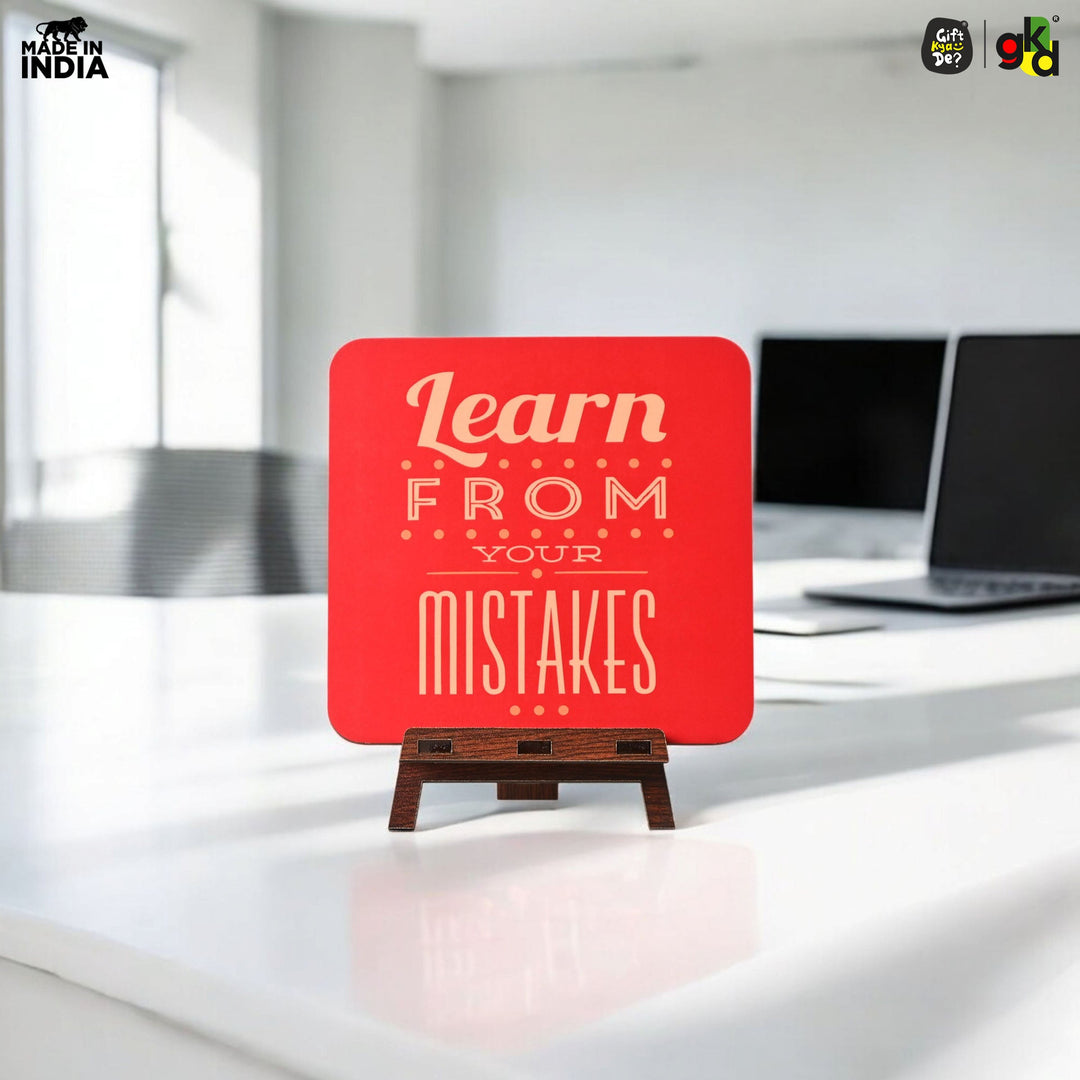 Motivational Table Top Frame for Desk | Inspirational Quotes for Office, Study, Home Decor | 6 Variants | Wooden Frame with Stand