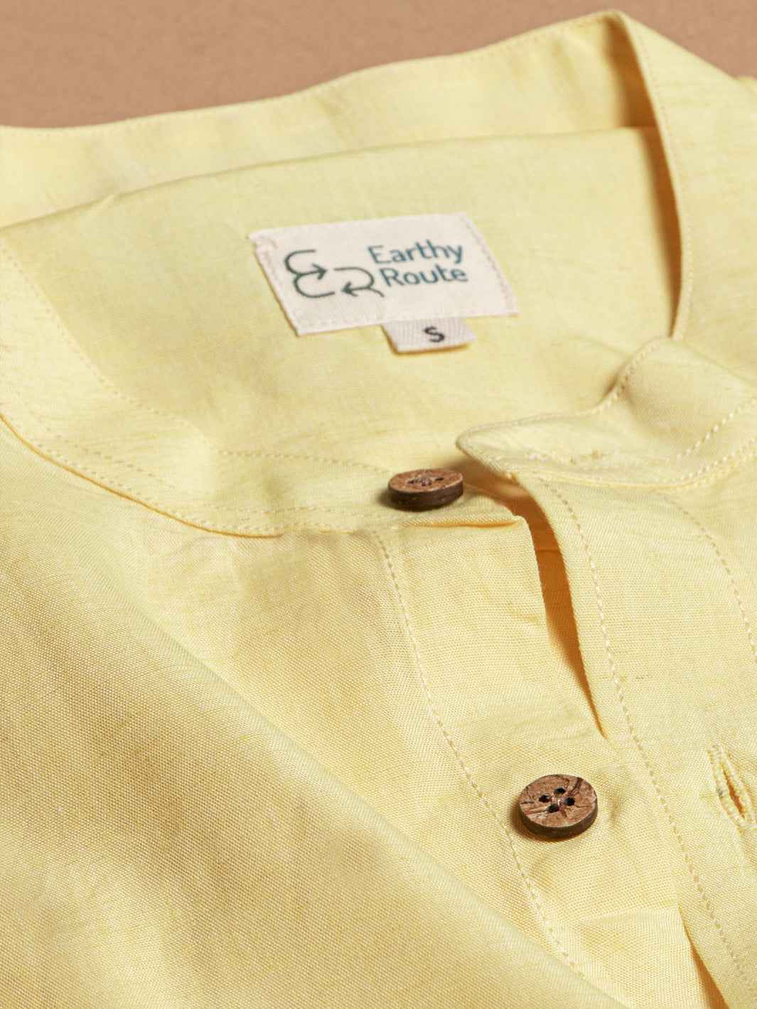 Earthy Route Lemon Yellow · Mandarin Collar Shirt