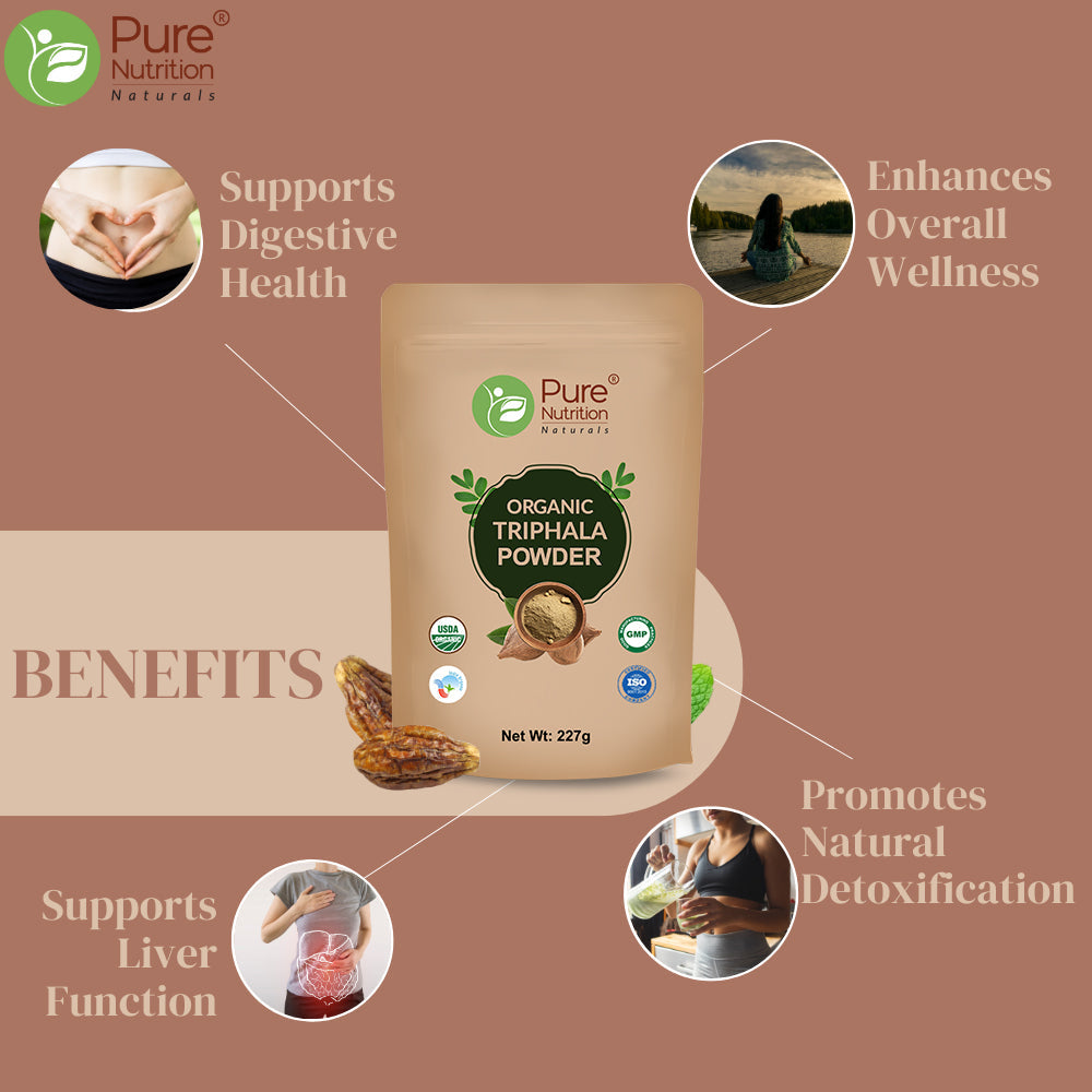 Organic Triphala Powder - 227g | 100% Pure and Natural | Supports Digestion, Detoxification, and Overall Wellness