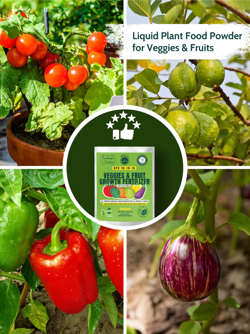 Bombay Greens Liquid Organic Fertilizer for Vegetables & Fruits - NPK (10-10-10)