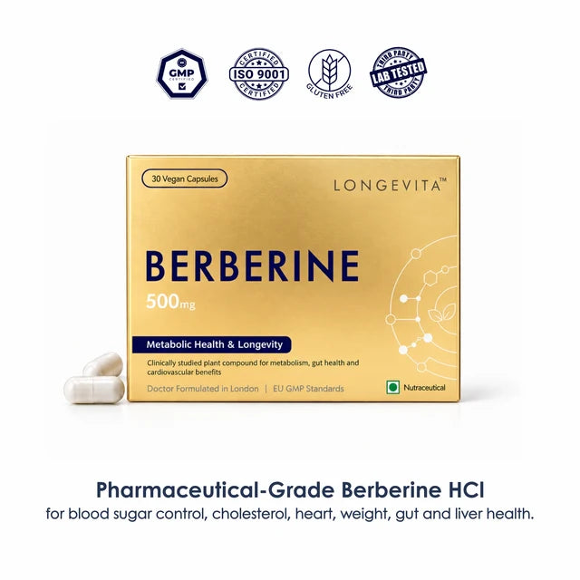 Longevita Berberine HCl – 500 mg Metabolic Health Support