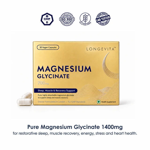 Longevita Magnesium Bisglycinate – 180 mg Elemental Magnesium
