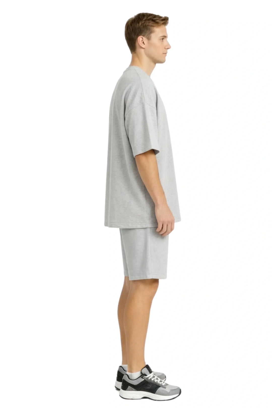 Men’s Bamboo Loungewear Set – Oversize T‑shirt & Shorts Combo | Premium Relaxwear | Gray