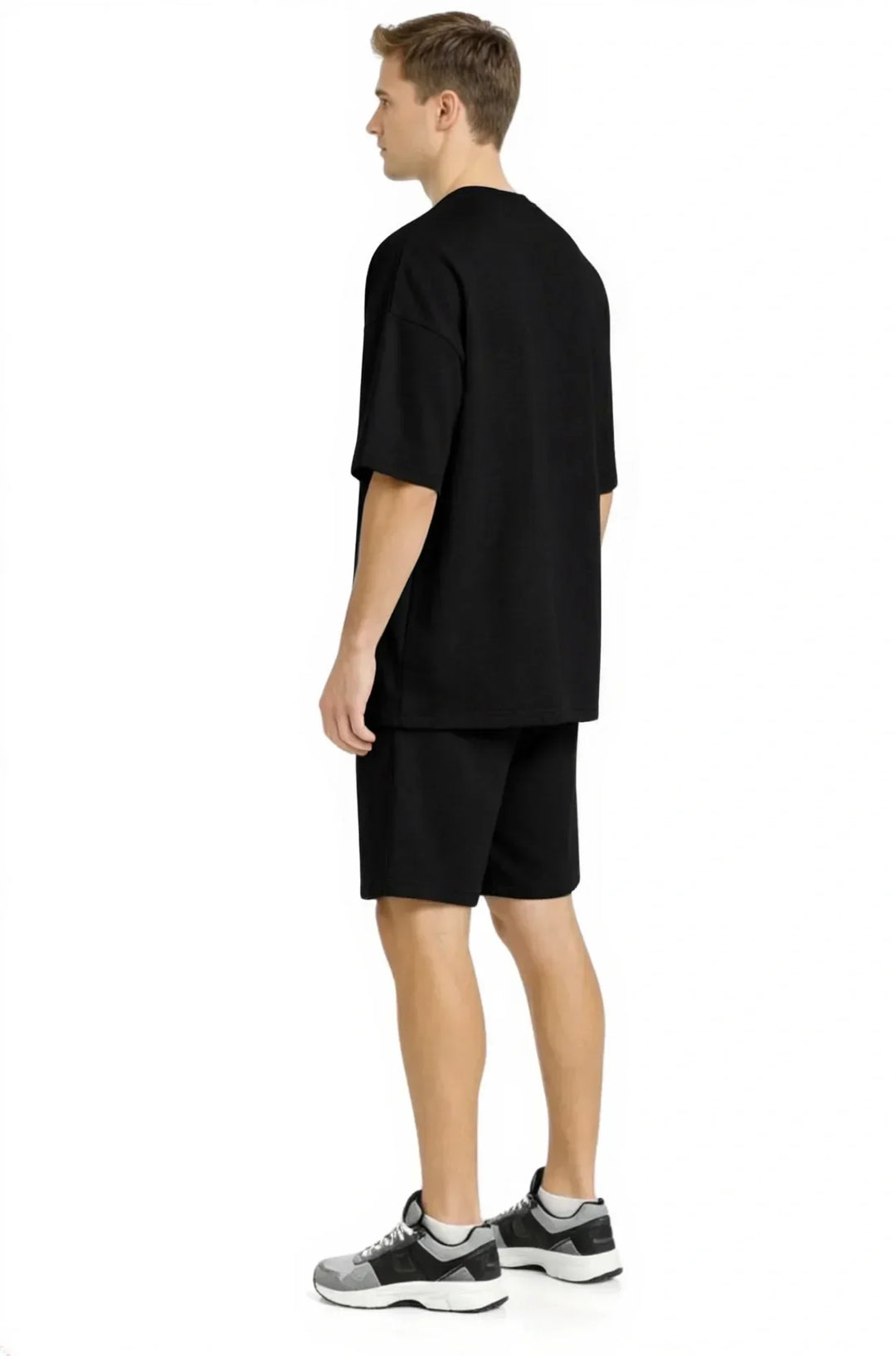Men’s Bamboo Loungewear Set – Oversize T‑shirt & Shorts Combo | Premium Relaxwear | Black