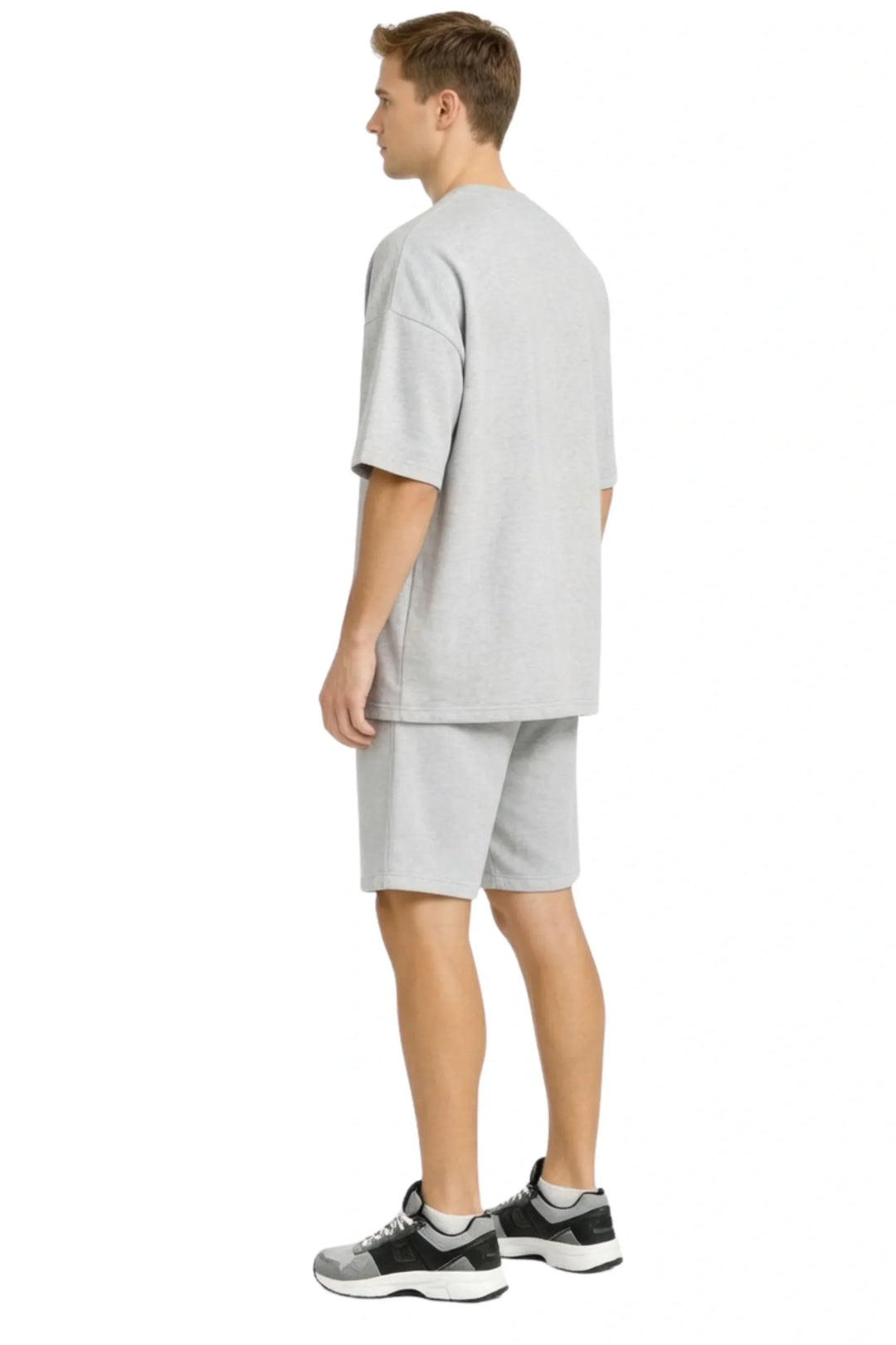 Men’s Bamboo Loungewear Set – Oversize T‑shirt & Shorts Combo | Premium Relaxwear | Gray