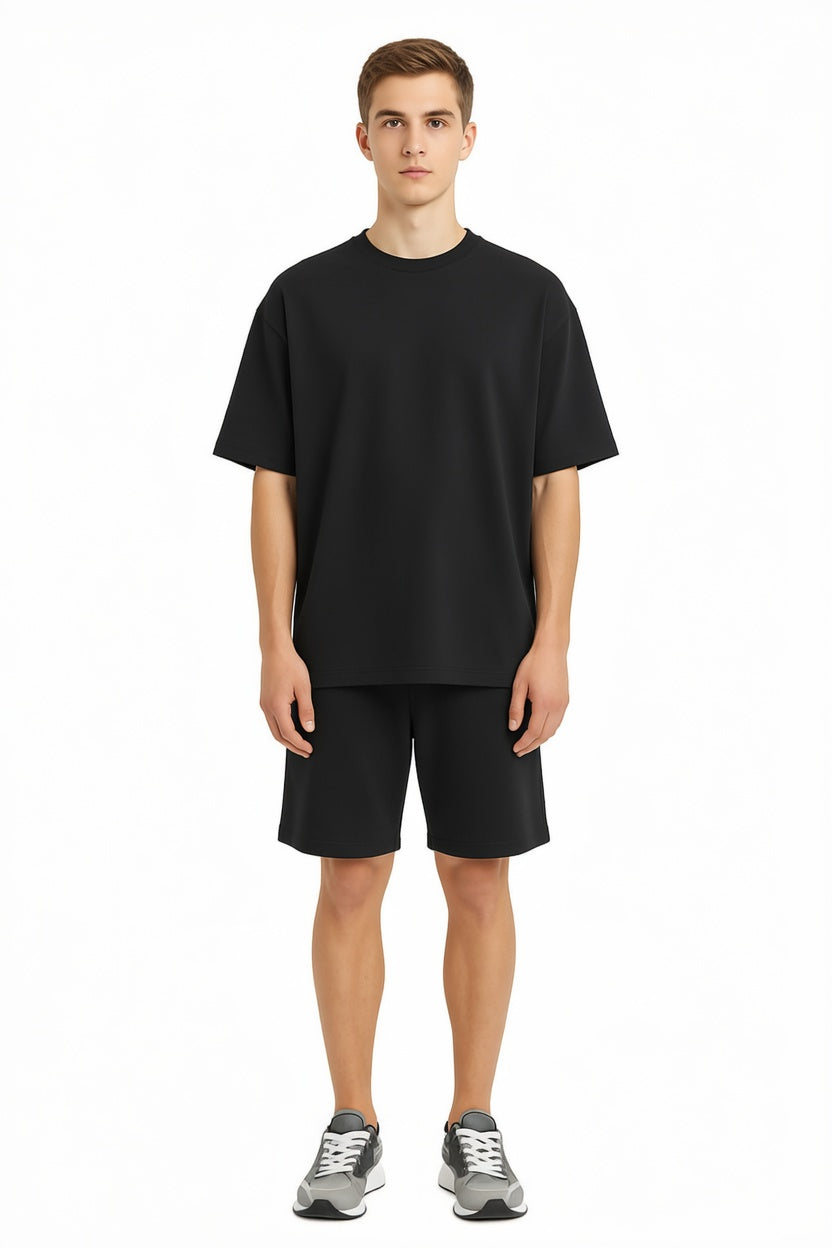 Men’s Bamboo Loungewear Set – Oversize T‑shirt & Shorts Combo | Premium Relaxwear | Black