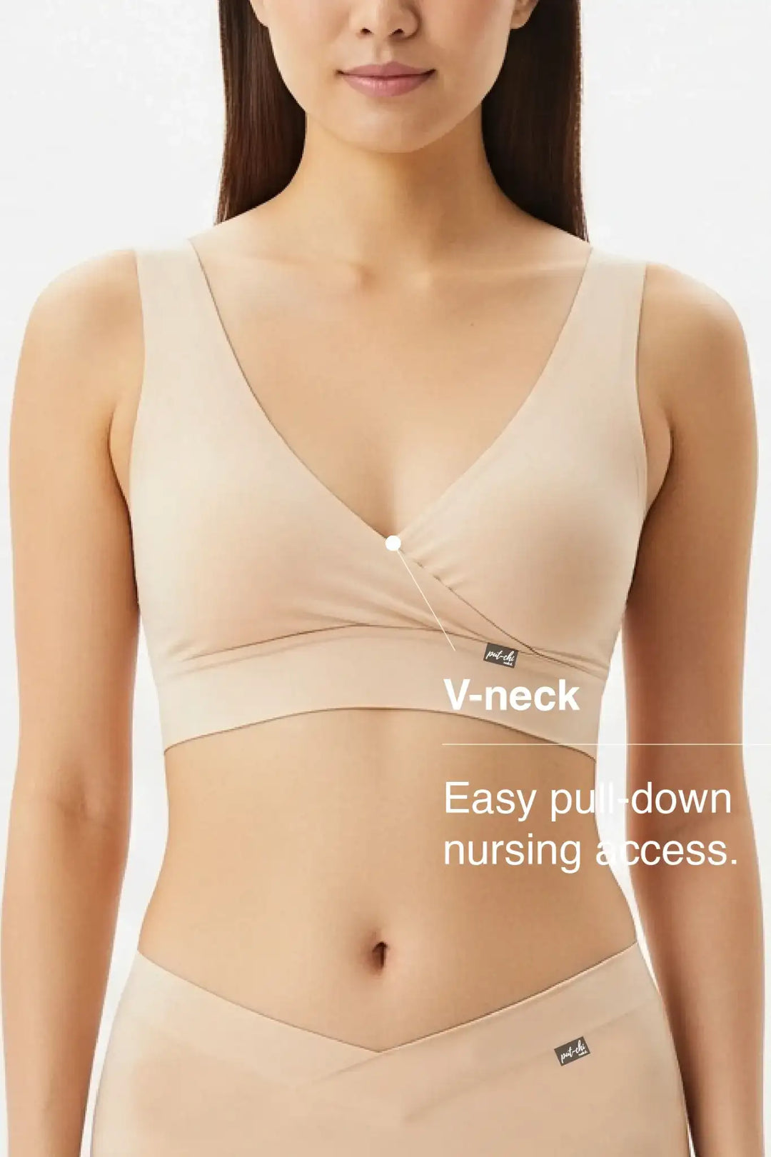 V-Neck Maternity Bamboo Bra – Winter Beige