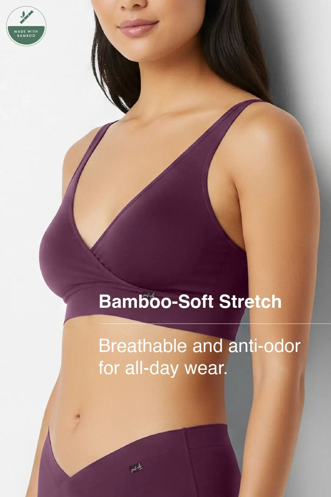 V-Neck Maternity Bamboo Bra – Plum Purple
