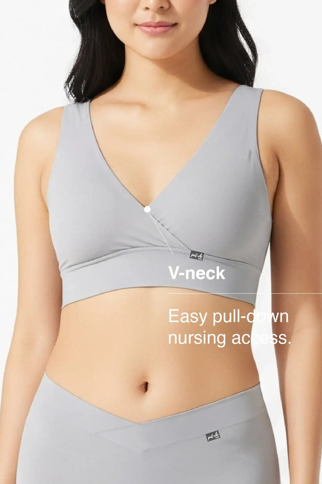 V-Neck Maternity Bamboo Bra – Limestone grey