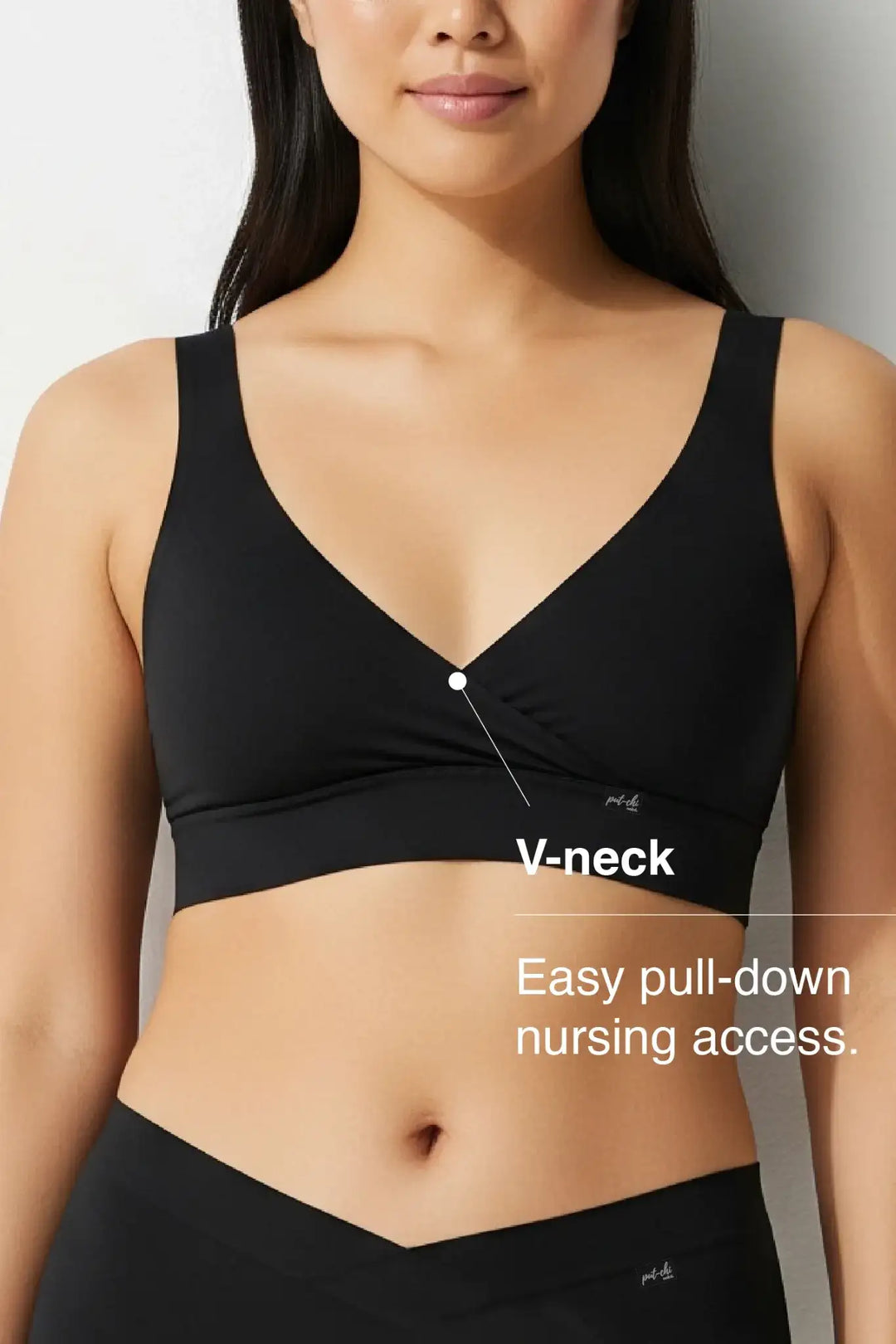 V-Neck Maternity Bamboo Bra – Jet Black