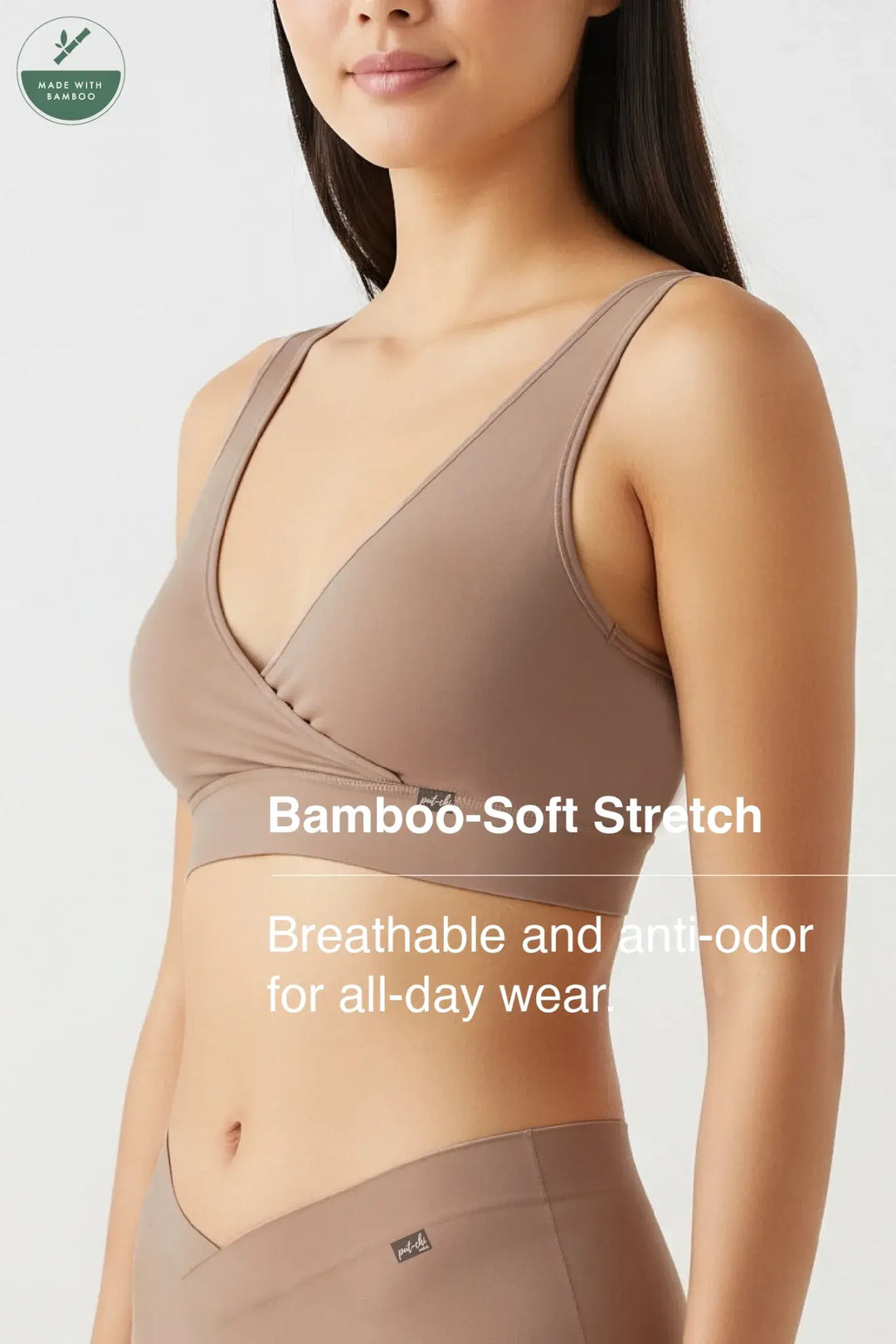 V-Neck Maternity Bamboo Bra – Caribou Brown