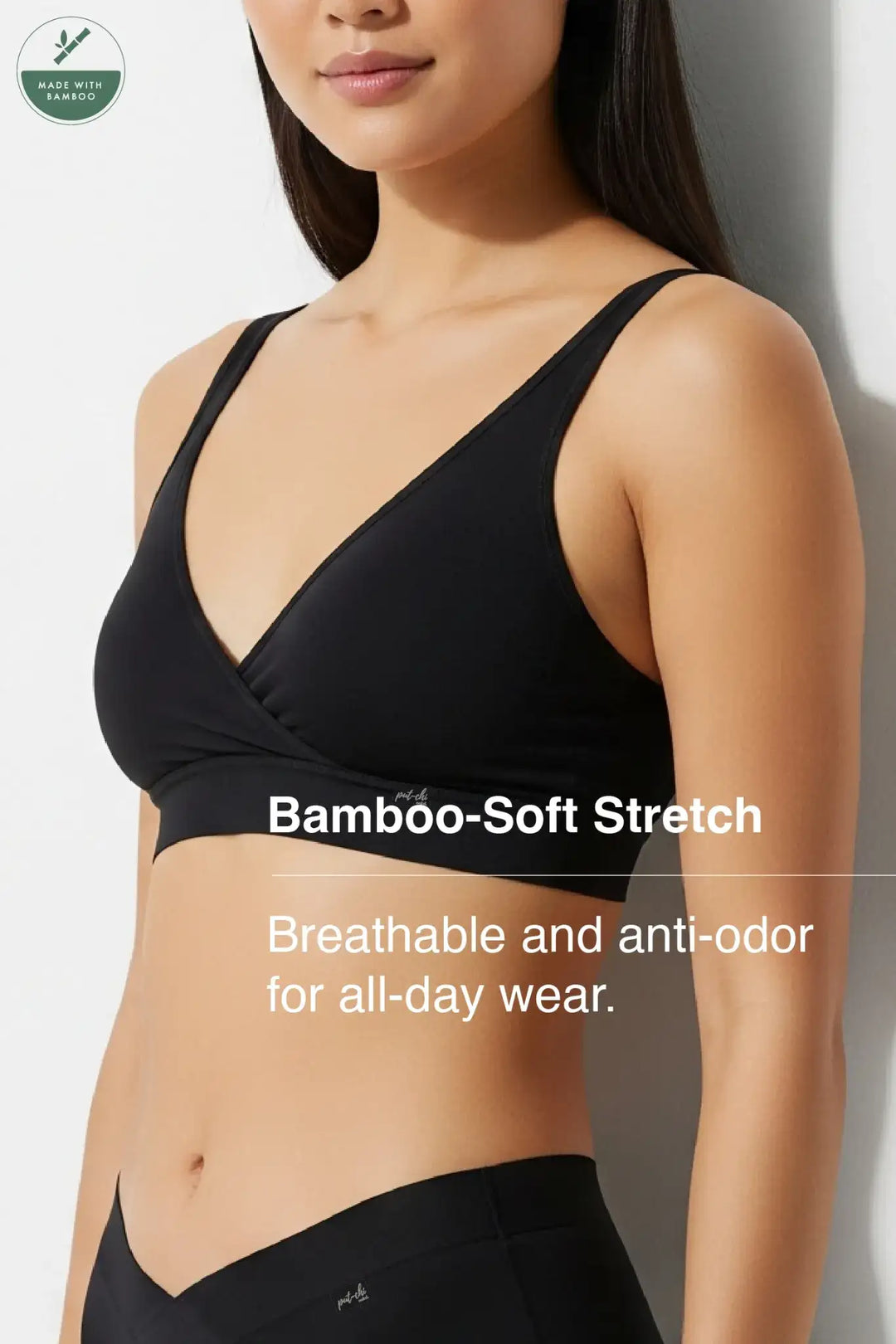 V-Neck Maternity Bamboo Bra – Jet Black