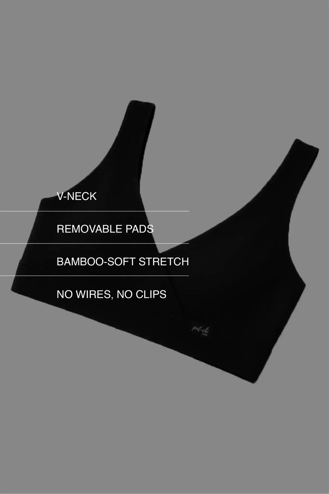 V-Neck Maternity Bamboo Bra – Jet Black