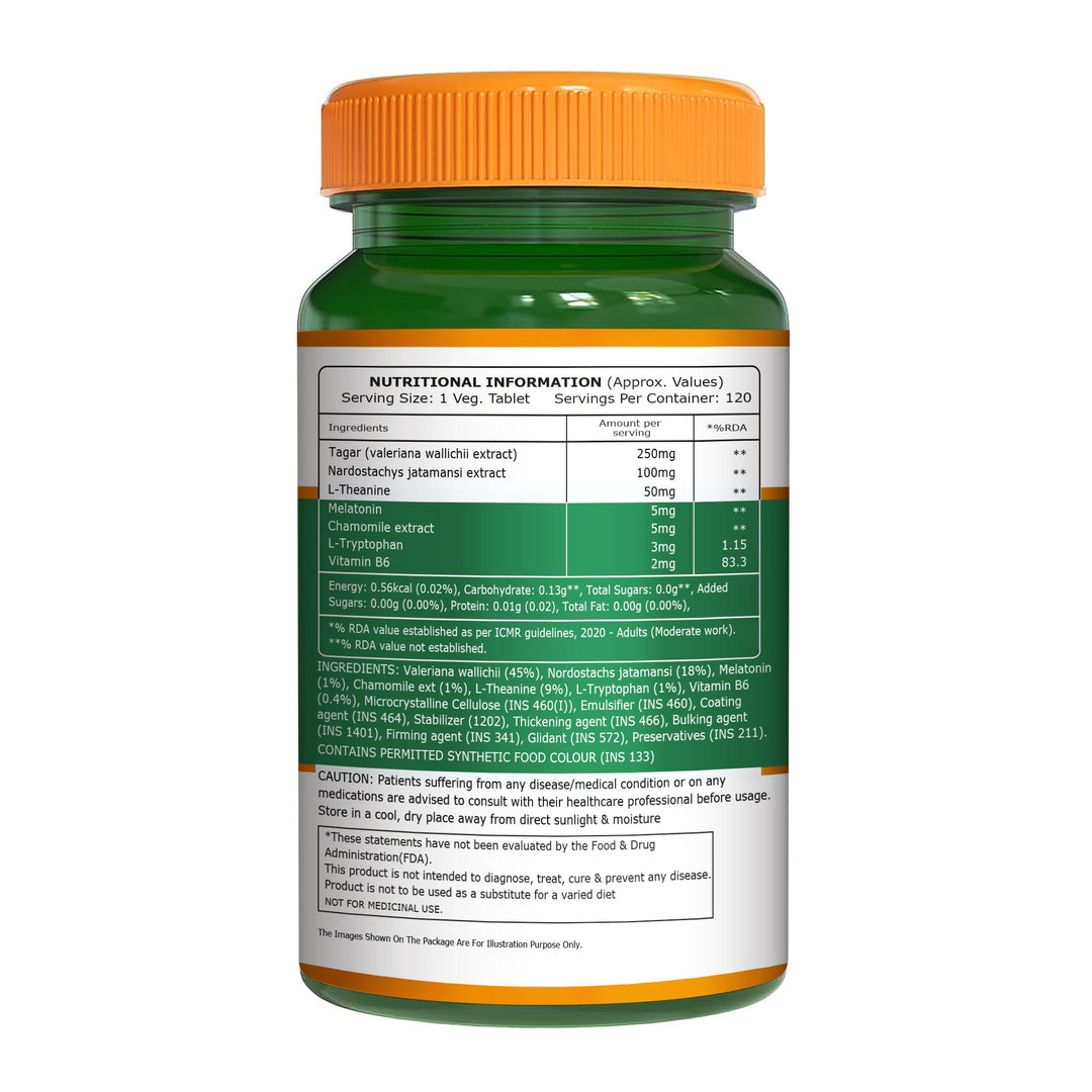 Melatonin with Tagar, Chamomile & L-Theanine 120 Tablets | Natural Sleep