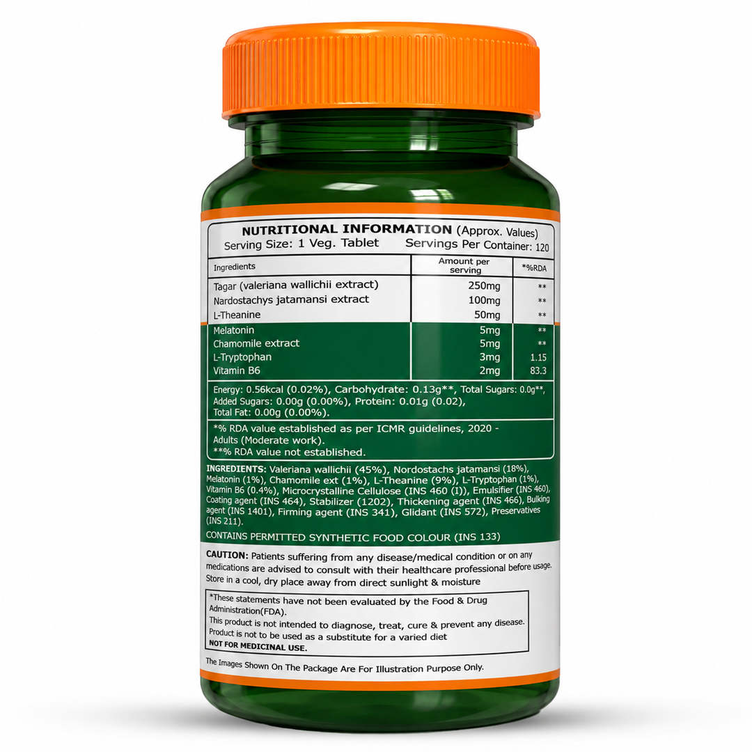 Melatonin with Tagar, Chamomile & L-Theanine 120 Tablets | Natural Sleep
