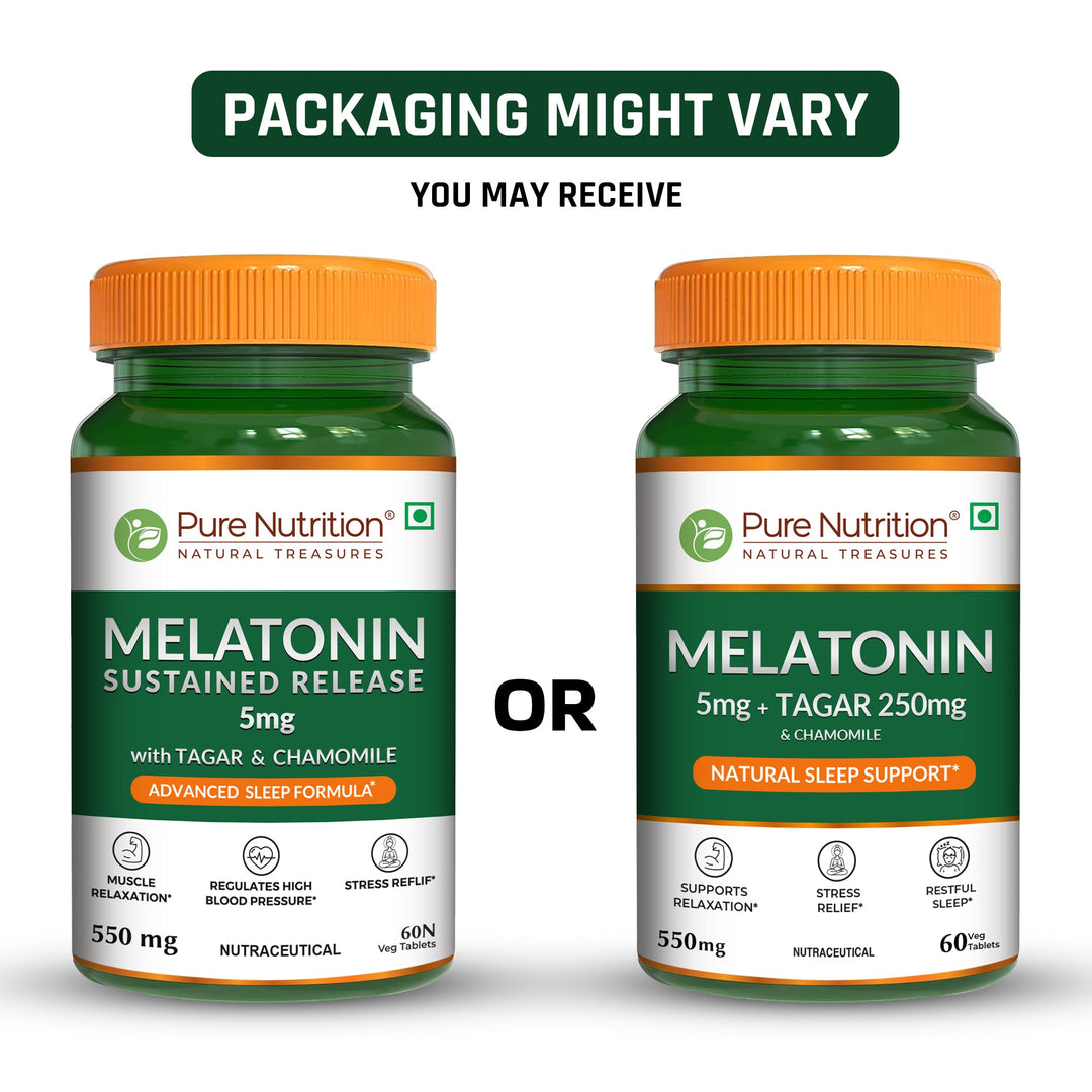 Pure Nutrition Melatonin with Tagar, Chamomile & L-Theanine – 60 Veg Tablets
