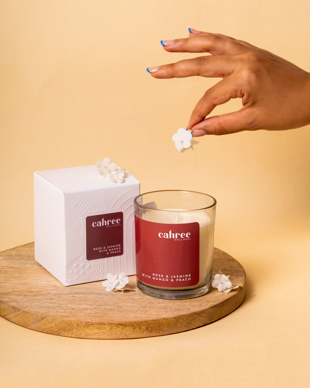 Cahree Wellness Rose & Jasmine with Mango & Peach Luxury Soy Wax Candle