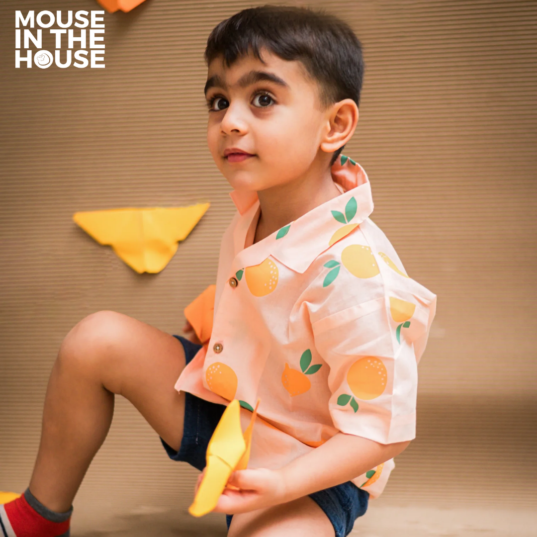 Mouse In The House A Tangy Orange- Cotton Shirt