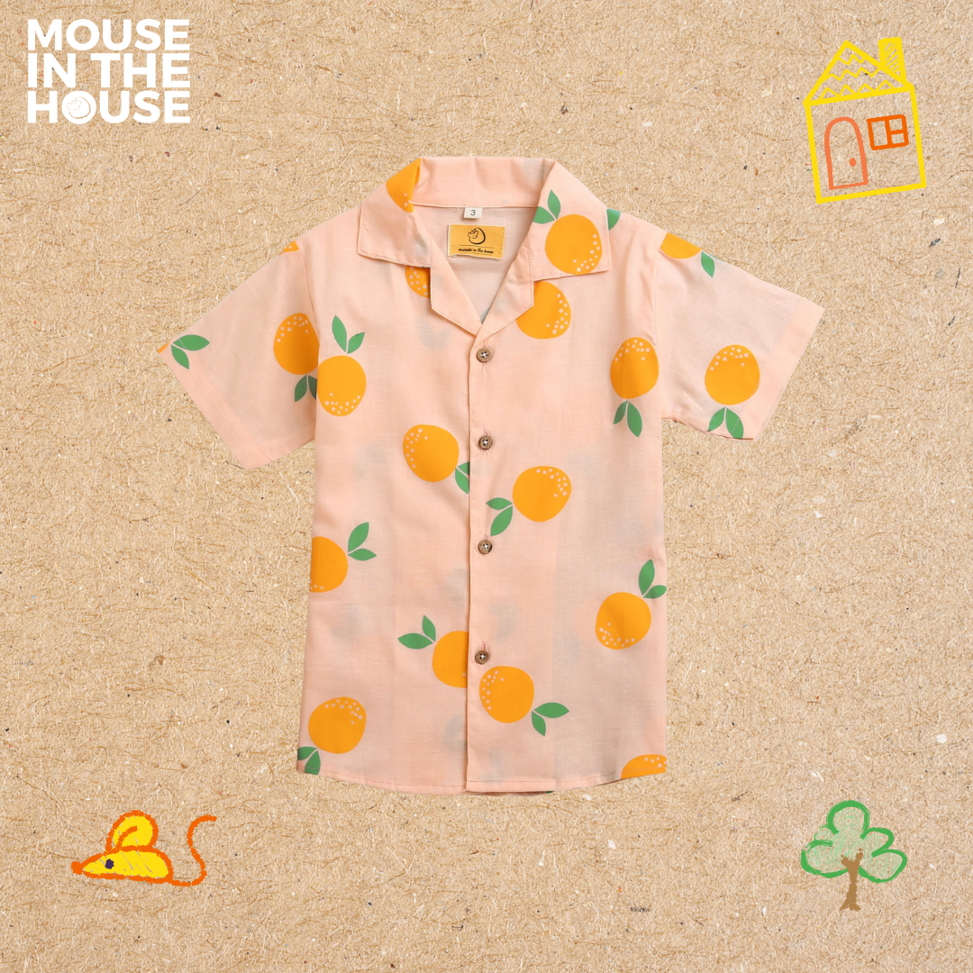 Mouse In The House A Tangy Orange- Cotton Shirt