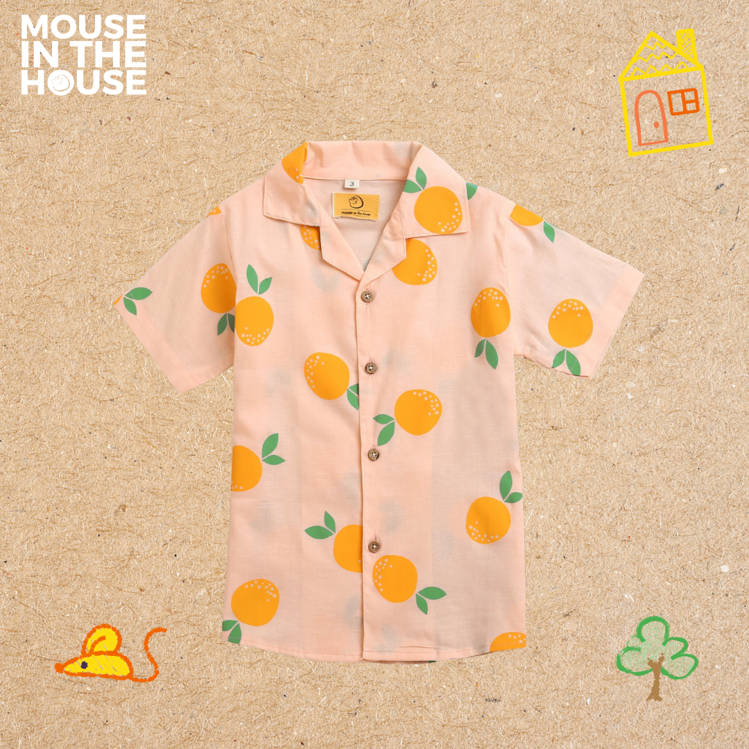 Mouse In The House A Tangy Orange- Cotton Shirt
