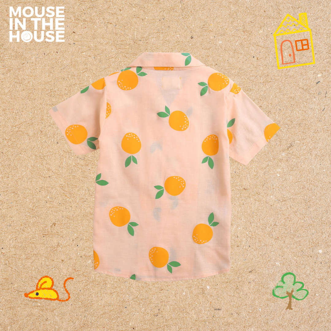 Mouse In The House A Tangy Orange- Cotton Shirt
