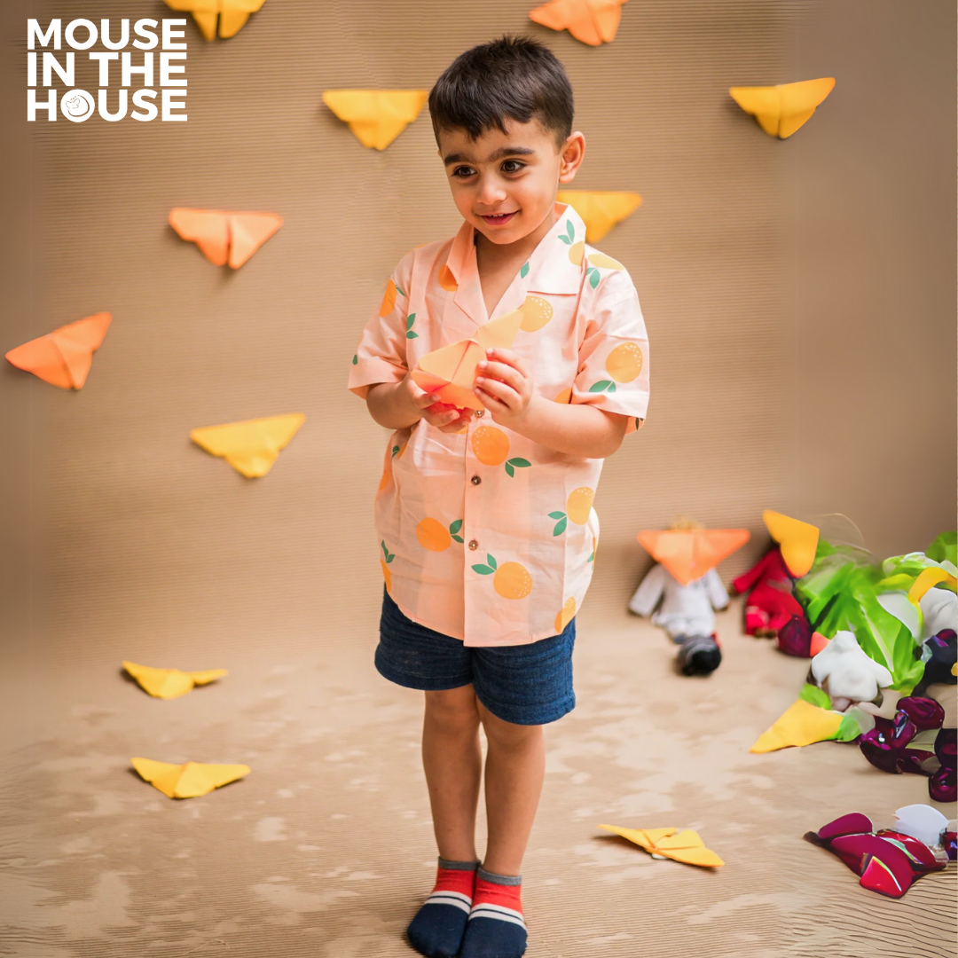Mouse In The House A Tangy Orange- Cotton Shirt