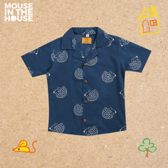 Mouse In The House A Spiky Porcupine - Cotton Shirt (Blue)