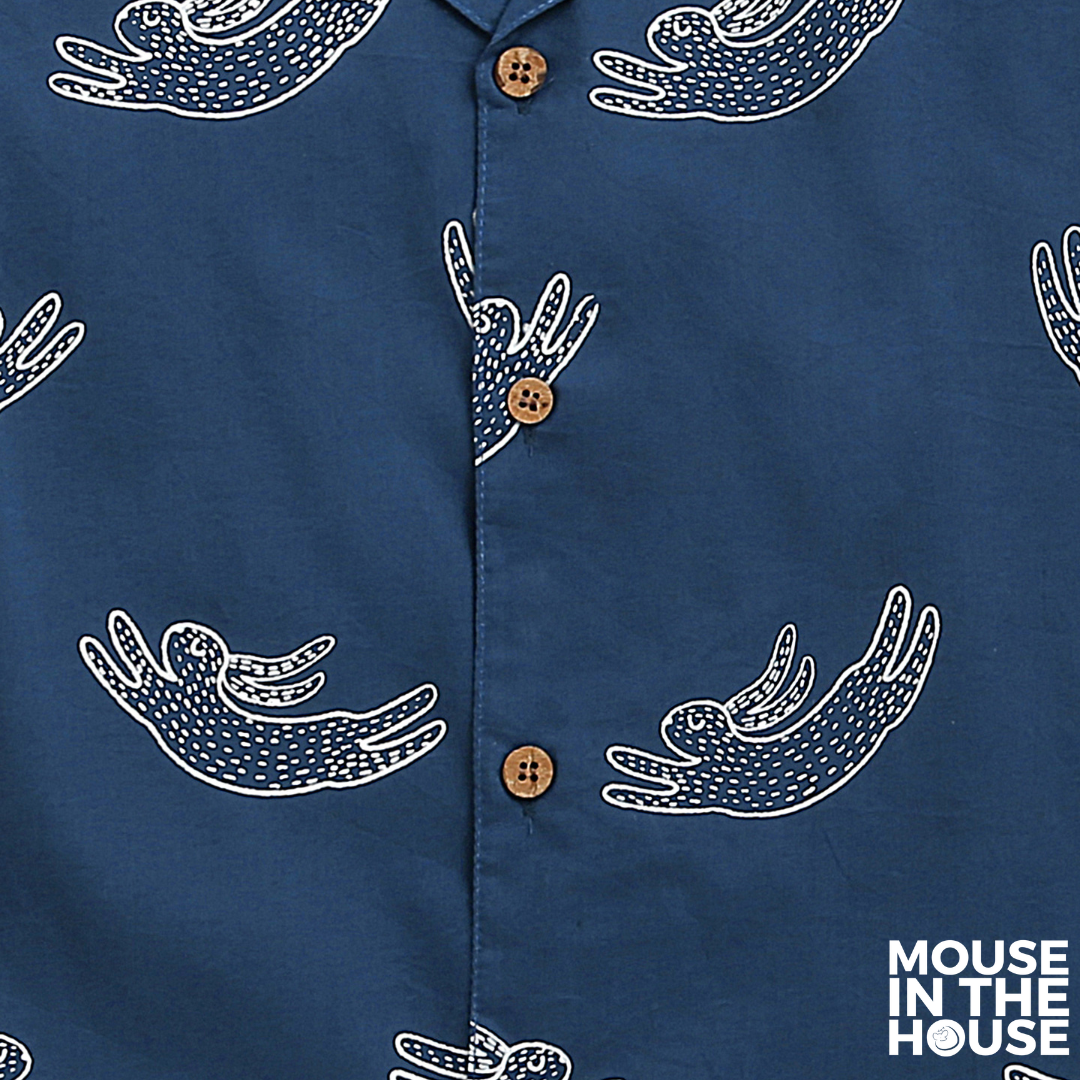Mouse In The House A Fuzzy Rabbit - Cotton Shirt (Blue)