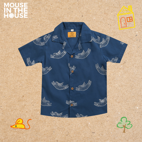 Mouse In The House A Fuzzy Rabbit - Cotton Shirt (Blue)