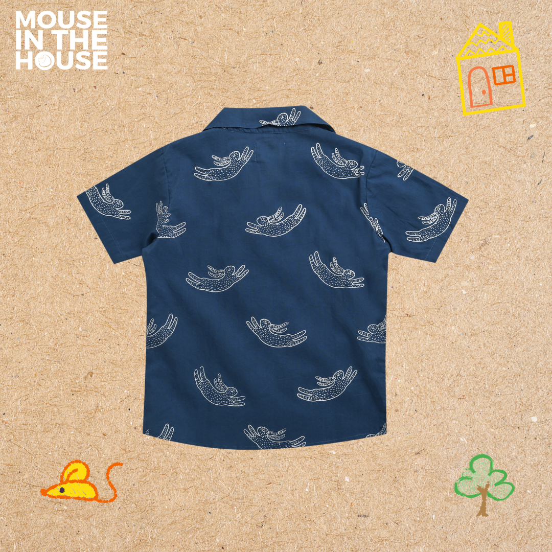 Mouse In The House A Fuzzy Rabbit - Cotton Shirt (Blue)