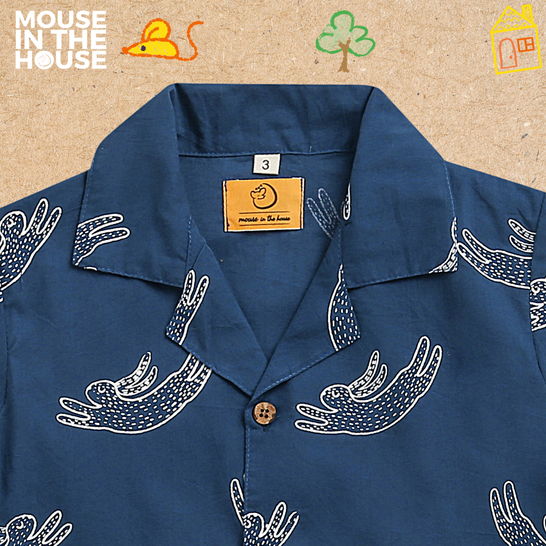 Mouse In The House A Fuzzy Rabbit - Cotton Shirt (Blue)
