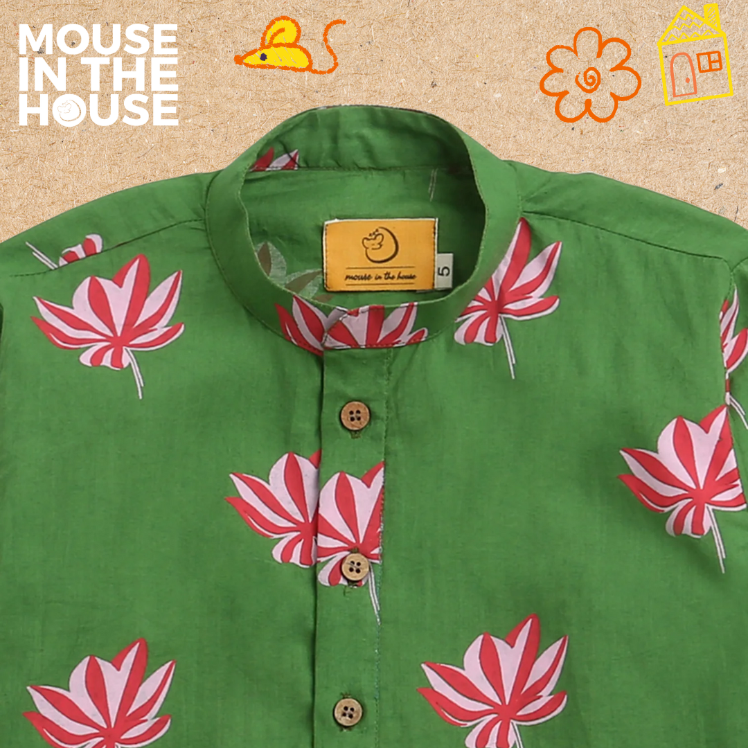 Mouse In The House Lotus Bloom (Green)- Ethnic Wear Boys