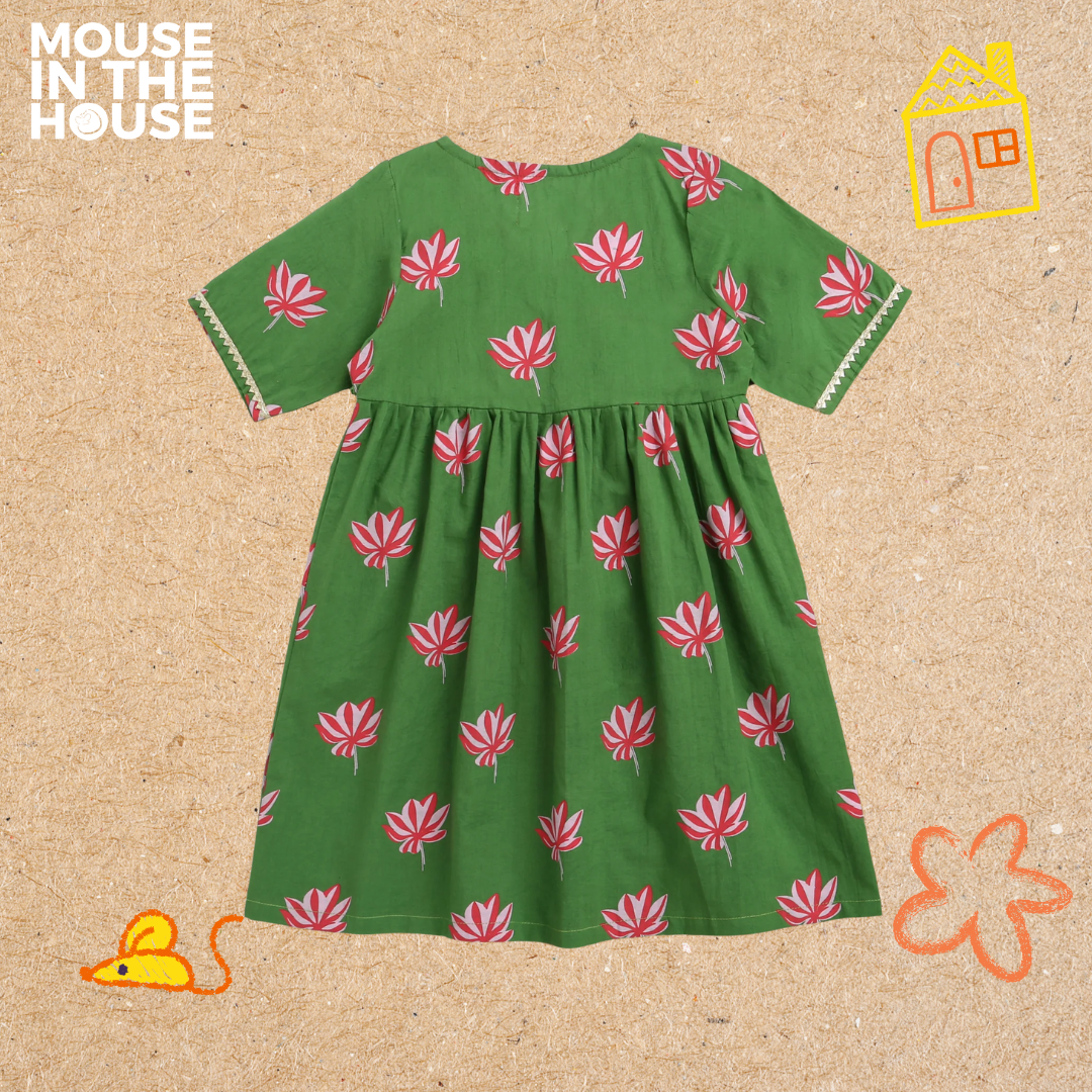Mouse In The House Lotus Bloom (Green)- Ethnic Wear Girls