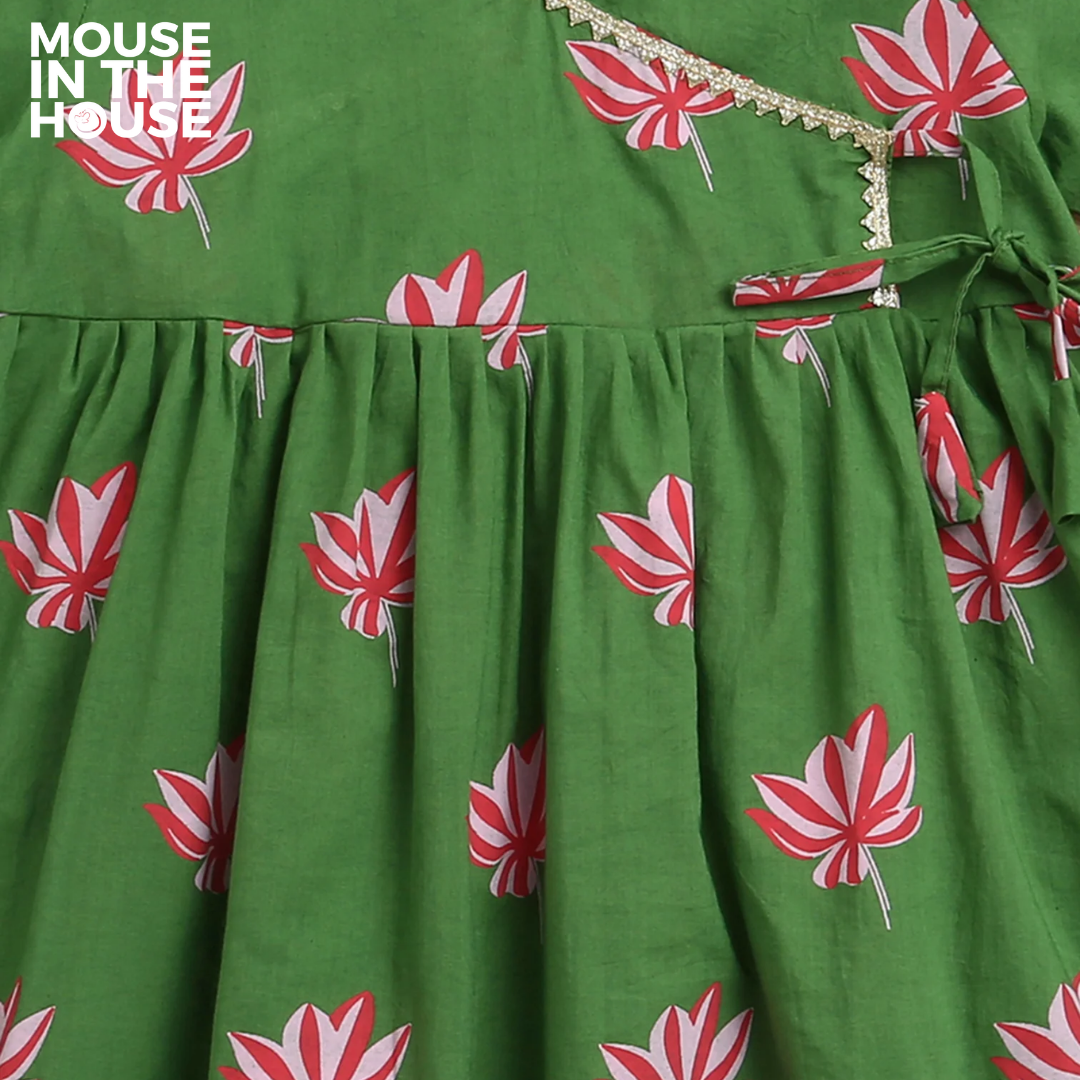 Mouse In The House Lotus Bloom (Green)- Ethnic Wear Girls
