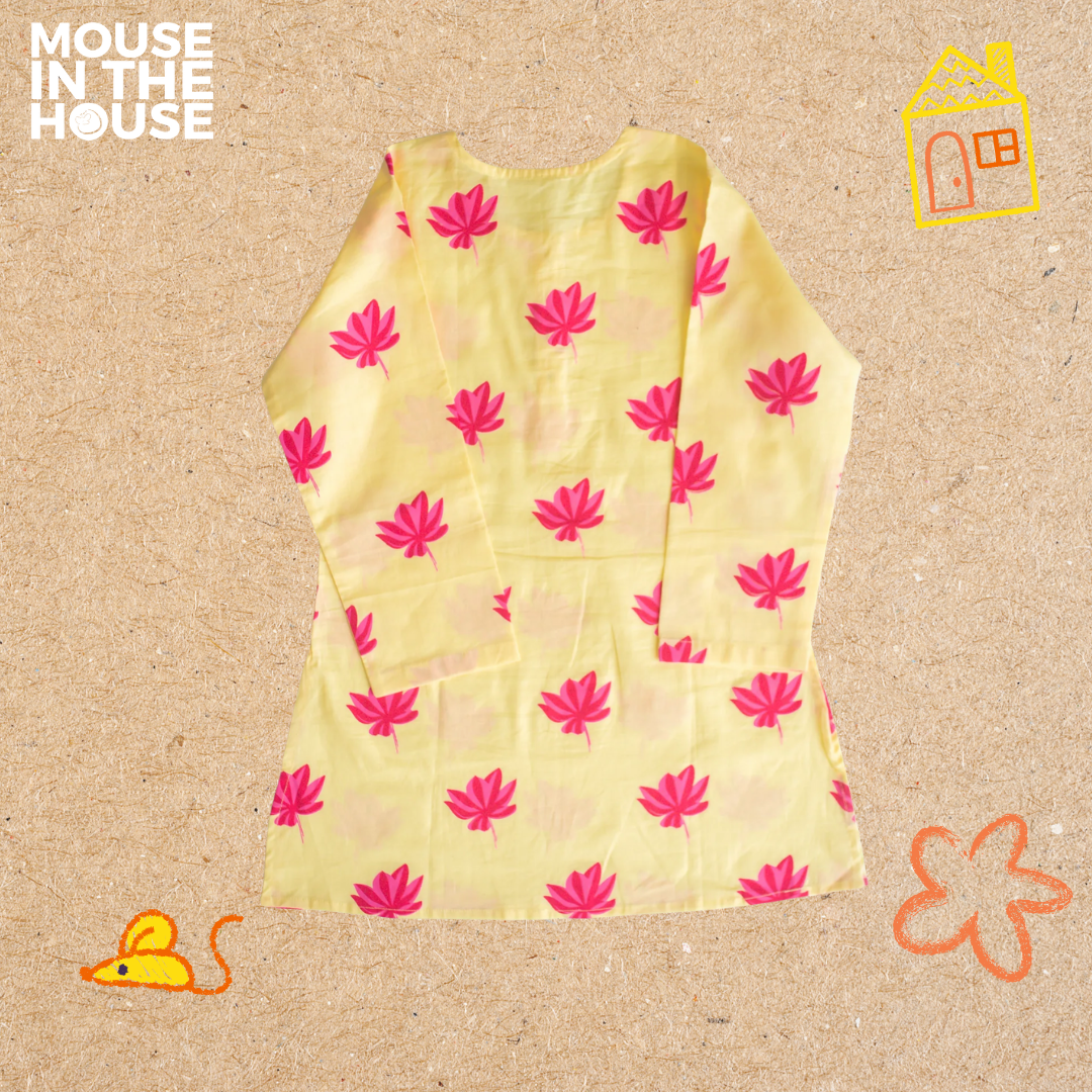 Mouse In The House Lotus Bloom (Yellow)- Girls Ethnic Wear