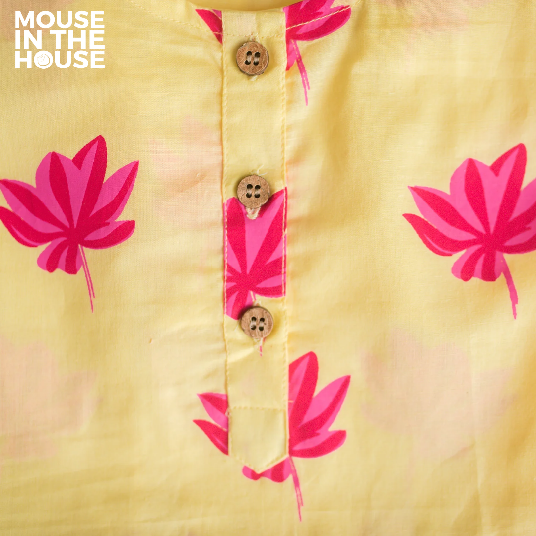 Mouse In The House Lotus Bloom (Yellow)- Girls Ethnic Wear