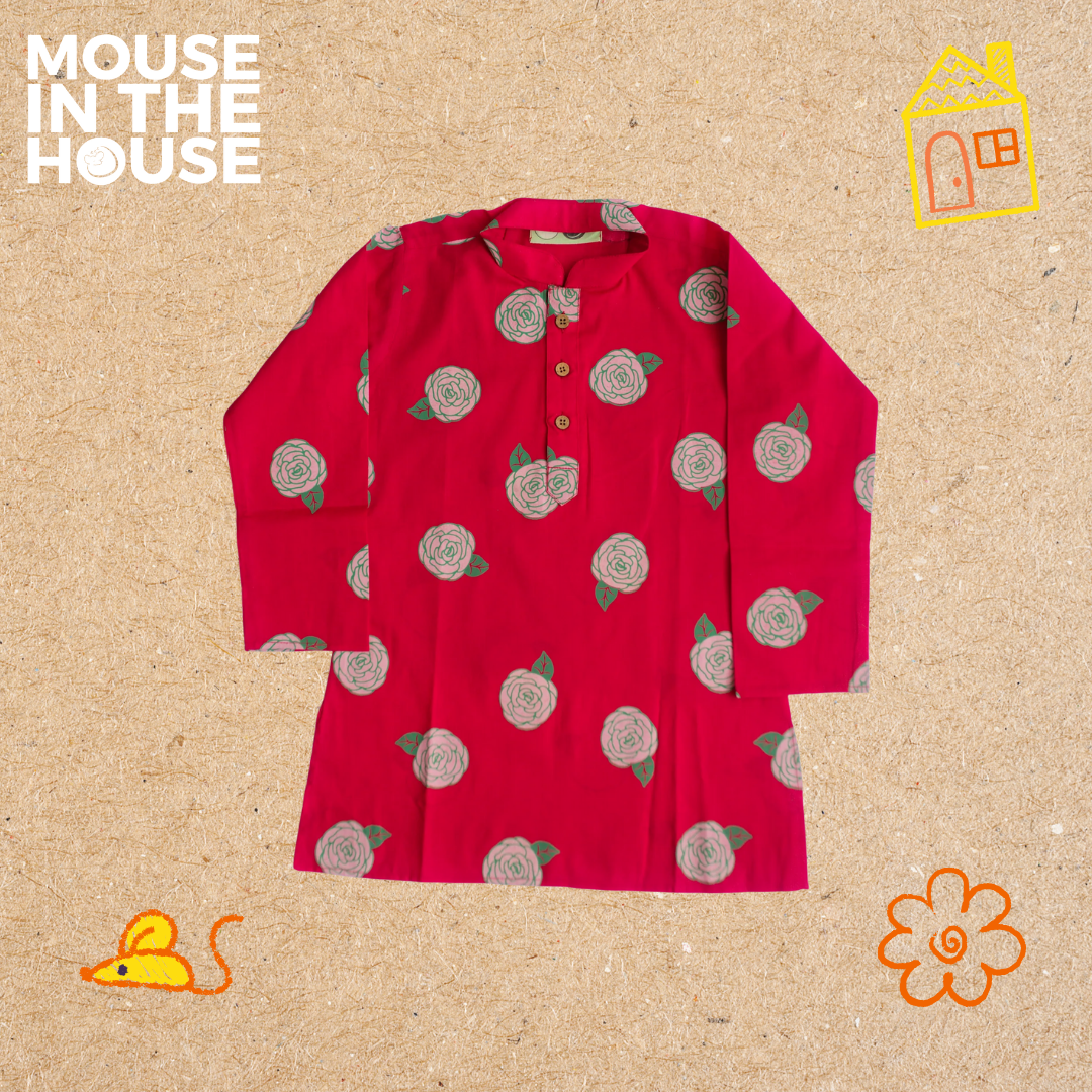 Mouse In The House Blooming Red- Ethnic Wear Boys