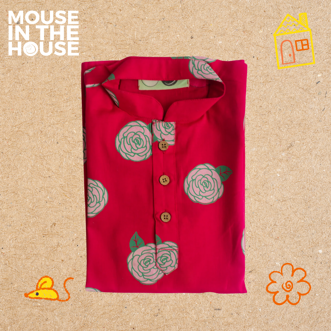 Mouse In The House Blooming Red- Ethnic Wear Boys