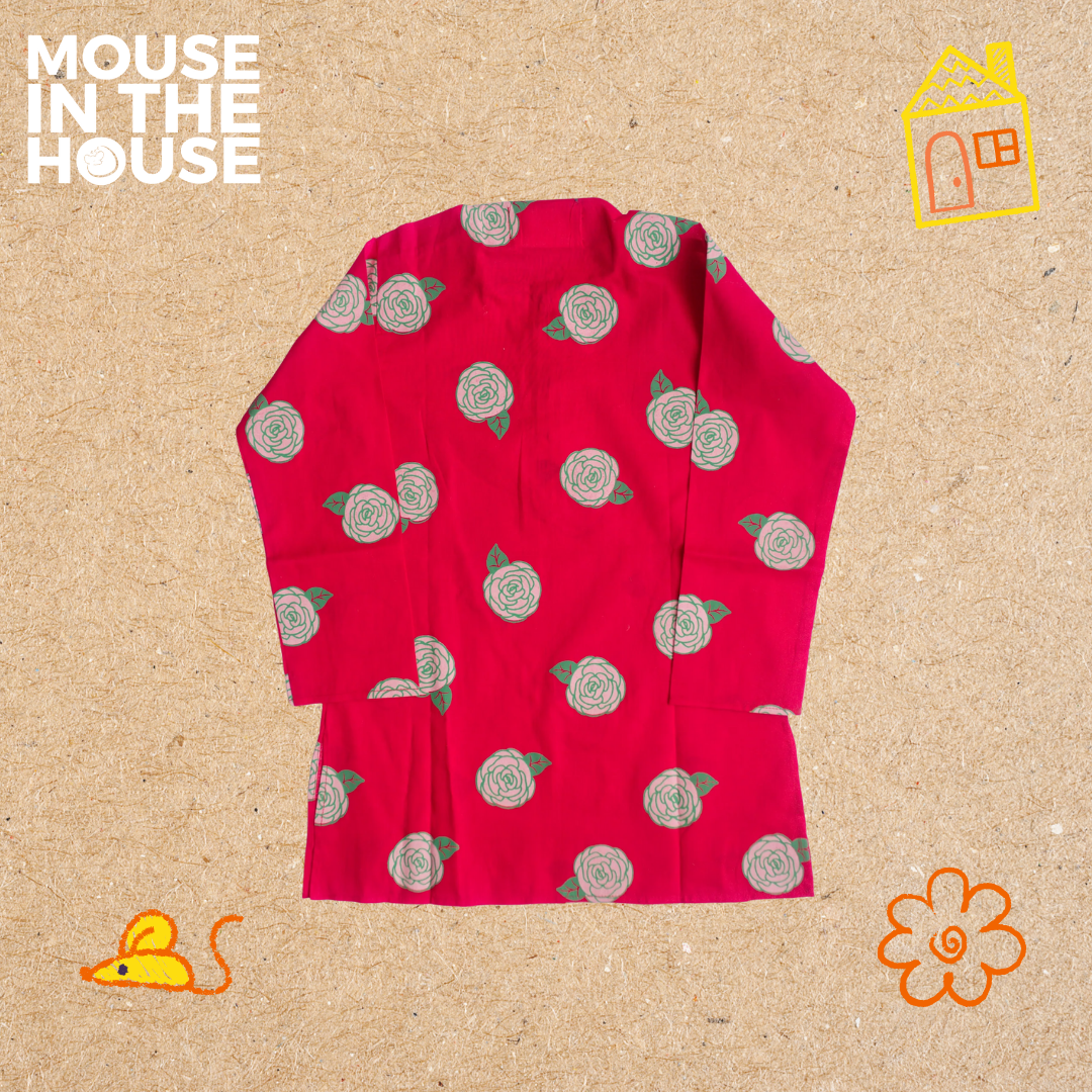 Mouse In The House Blooming Red- Ethnic Wear Boys