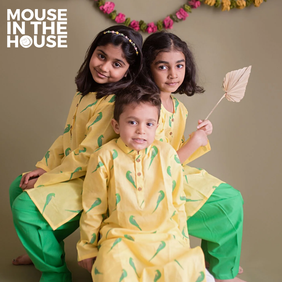 Mouse In The House Tiya A Parrot- Ethnic Wear Boys