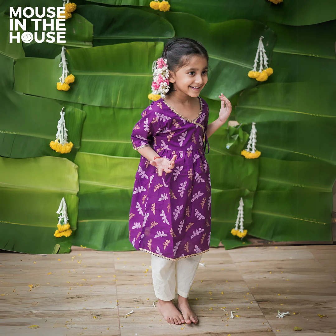 Mouse In The House Shimmering Butterfly- Ethnic Wear Girls