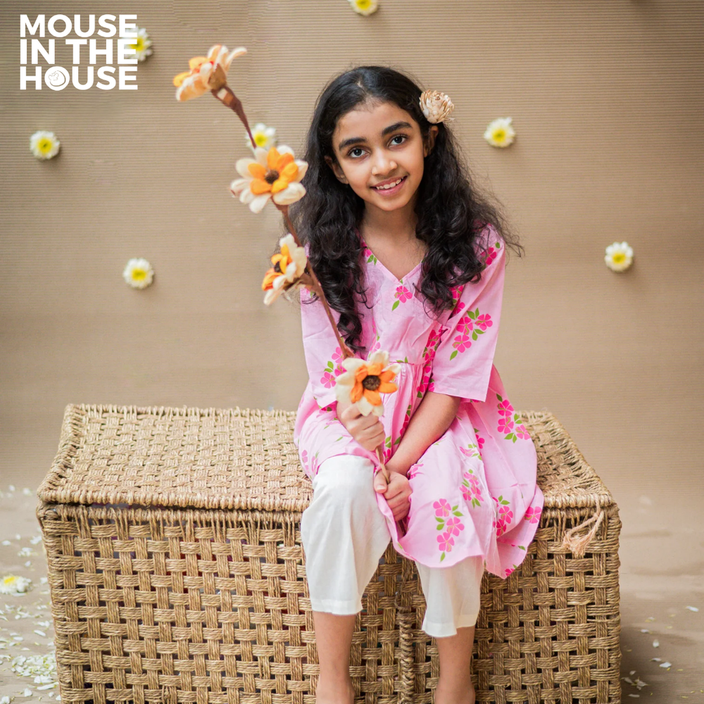 Mouse In The House Lane of Happiness (Pink) - Girls Ethnic Wear