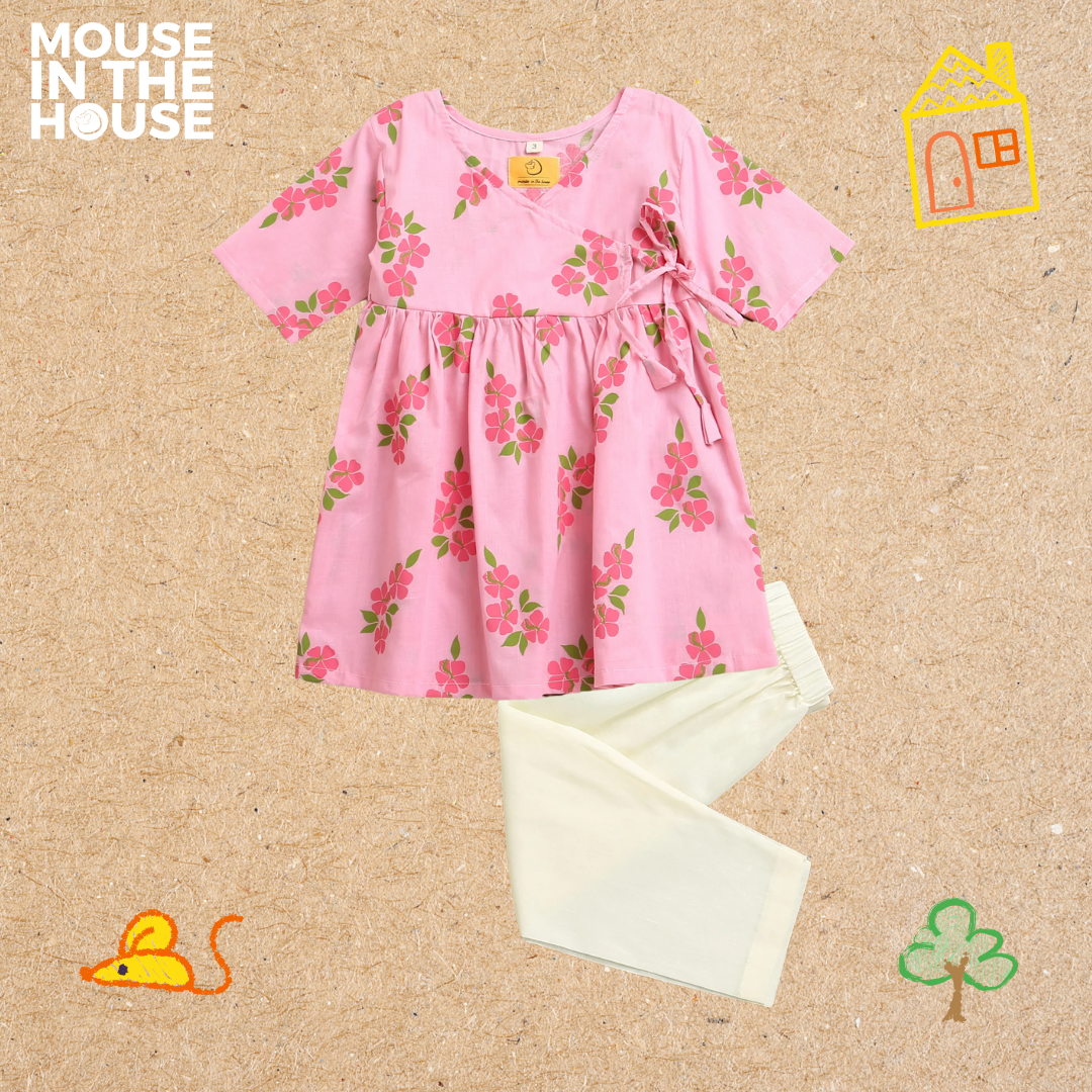 Mouse In The House Lane of Happiness (Pink) - Girls Ethnic Wear
