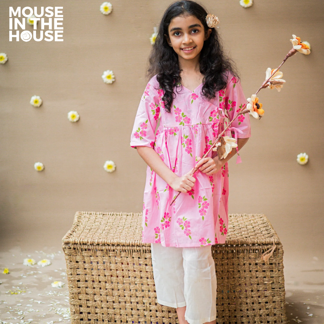 Mouse In The House Lane of Happiness (Pink) - Girls Ethnic Wear