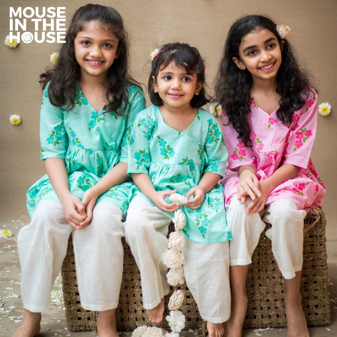 Mouse In The House Lane of Happiness (Pink) - Girls Ethnic Wear